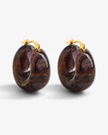 Circlet Earring blue jeans marble - Hoop Earrings - Gold-Plated