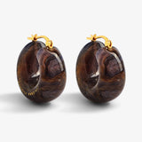 Circlet Earring blue jeans marble - Creolen - gelb vergoldet