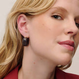 Circlet Earring blue jeans marble - Creolen - gelb vergoldet