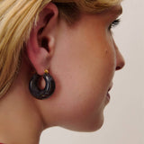 Circlet Earring blue jeans marble - Creolen - gelb vergoldet