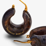 Circlet Earring blue jeans marble - Creolen - gelb vergoldet