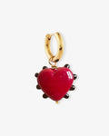 Milagros Heart Single Red - Single Creolen - 18kt vergoldet