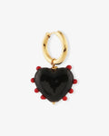 Milagros Heart Single Black & Red - Single Creolen - 18kt vergoldet