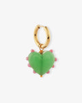 Milagros Heart Single Jade Green - Single Creolen - 18kt vergoldet