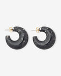 Moon Black Marble - Hoop Earrings - 14ct Gold-Plated