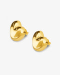 Puffy Heart Medi – Stud Earrings – 18ct Gold-Plated