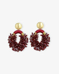 Eve Ovale Double Stone Bordeaux Combi – Earrings – 18kt Gold-Plated