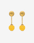 Hanging Raffia Dot Earring yellow – Earrings – gold–plated