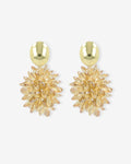 Sam Thick Oval Crystal Sequins - Latte – Earrings – 18ct Gold–Plated