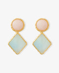 Vintage Geometric Earring Latte Marble Cloud Marble - Earrings - Gold-Plated