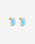 Puffy Elia Light Blue Mini – Stud Earrings - 14ct Gold-Plated