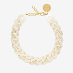 Flat Chain Necklace Pearl Marble – Halsketten – vergoldet