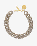 Flat Chain Necklace Greige Marble - Necklaces - 18ct Gold-Plated