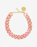 Big Flat Chain Necklace Peach marble – Halsketten – vergoldet