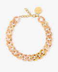 Flat Chain Necklace with gold creme brulee marble - Halsketten - gelb vergoldet