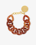 Flat Chain Bracelet cognac marble - Armbänder - gelb vergoldet