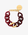 Flat Chain Bracelet gold bordeaux-bordeaux marble - Armbänder - gelb vergoldet
