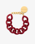 Flat Chain Bracelet bordeaux - Armbänder - gelb vergoldet