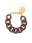 Flat Chain Bracelet chocolate brown - Armbänder - gelb vergoldet