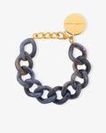 Mini Flat Chain Bracelet Blue Jeans Marble - Armbänder - gelb vergoldet