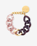Flat Chain 2 Color Gold Aubergine Marble and Clear Taupe - Armbänder - 14kt vergoldet