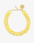 Flat Chain Necklace Yellow Marble - Necklaces - Gold-Plated