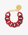 Flat Chain Bracelet red marble – Armbänder – vergoldet