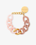 Flat Chain Bracelet Two Color with Gold Blush Marble Peach Sorbet - Bracelets - Gold-Plated