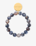 Mini Beads Flex Bracelet blue jeans marble - Armbänder - gelb vergoldet