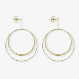 Classic Earring Brushed Round Triple Hoops Glow M - Ohrringe - 18k vergoldet