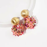 Sequin Flower Globe Apricot/Fuchsia - Ohrhänger - Vergoldet