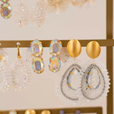 Maudi Oval Wasserfall mit zwei Steinen M Holo - Ohrstecker - 18kt vergoldet