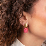 Rosa Ohrringe Irregular Stone S Bailey - Ohrhänger - 18kt Vergoldet