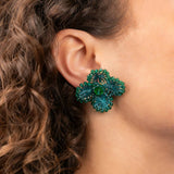 Flower Earring S Light Ocean Green - Ohrringe - 18k vergoldet