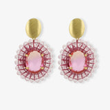 Rosa Ohrringe Oval with Stone XS Mikky - Ohrhänger - 18kt Vergoldet