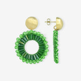 Open Circle Double Beads - Bright Green – Ohrringe – 18kt vergoldet