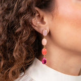 Fuchsia Ohrringe Four Framed Stones with Pin Anya - Ohrhänger - 18kt Vergoldet