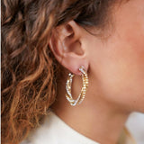 Gold/Kristall Stevie Gedrehte Tennis Ohrringe M - Creolen - 18kt vergoldet