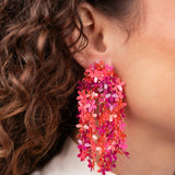 Fuchsia Ohrringe Sequin Flower Rain Fleur - Ohrhänger - 18kt Vergoldet