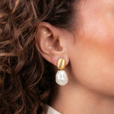 Perle Ohrringe Irregular Stone S Bailey - Ohrhänger - 18kt Vergoldet