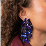 Blue Earrings Sequin Flower Rain Fleur - Ohrhänger - 24kt vergoldet