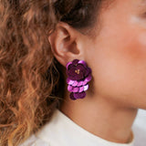 Sequin Waterfall M Dark Violet - Ohrringe - 18k vergoldet