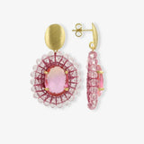 Rosa Ohrringe Oval with Stone XS Mikky - Ohrhänger - 18kt Vergoldet