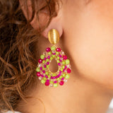 Open Drop S Element - Fuchsia/Lime – Ohrhänger – 18kt vergoldet