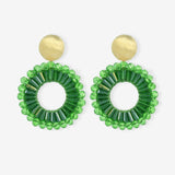 Open Circle Double Beads - Bright Green – Ohrringe – 18kt vergoldet