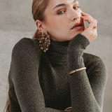 Brown Earrings Fleur Flower Rain - Ohrhänger - 24kt vergoldet