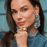 Light Blue Earrings Sequin Flower Rain Fleur - Ohrhänger - 24kt vergoldet