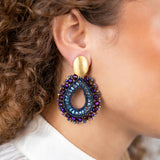 Open Drop L Irregular Stones - Disco Purple - Ohrringe - 18k vergoldet