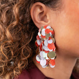 Red Earrings Sequin Wild Waterfall Mira - Ohrhänger - 24kt vergoldet