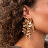 Brown Earrings Fleur Flower Rain - Ohrhänger - 24kt vergoldet